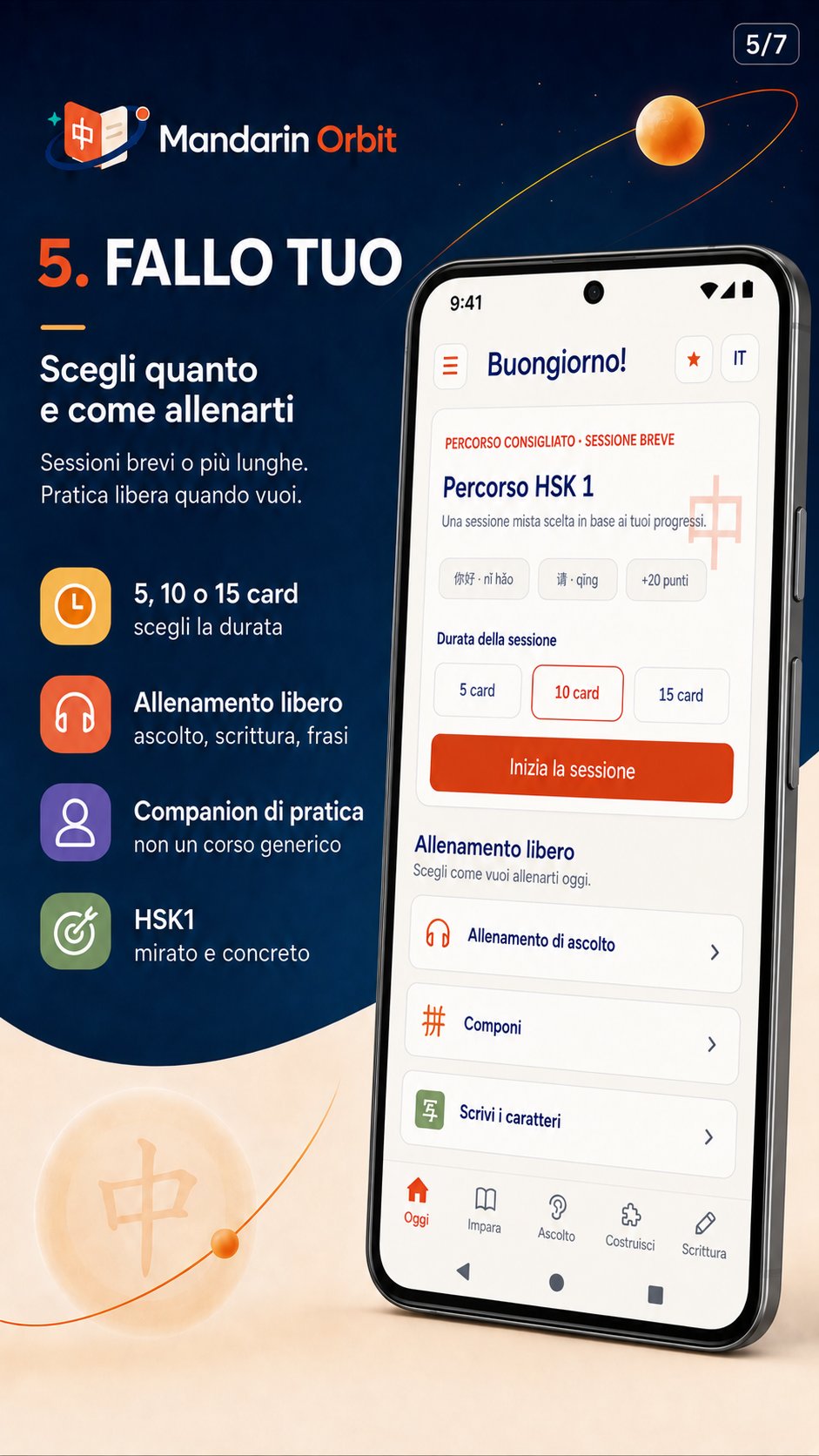 Fallo tuo: sessioni da 5, 10 o 15 schede e allenamento libero