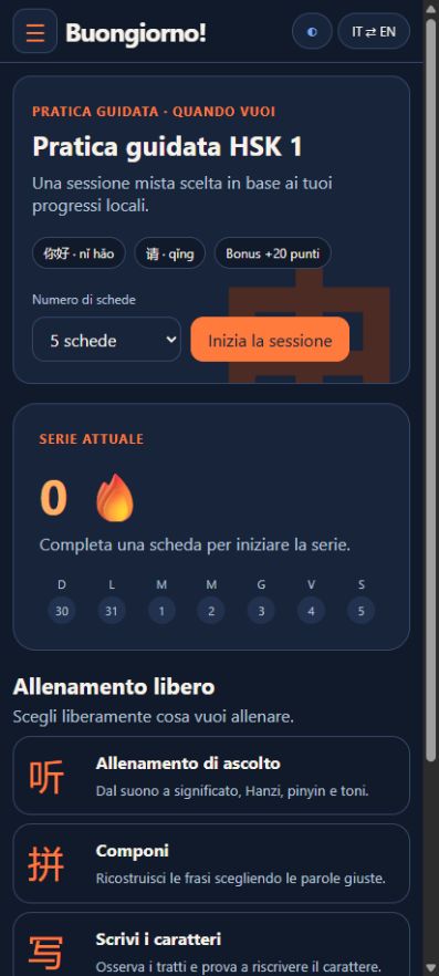 Schermata principale di Mandarin Orbit in italiano